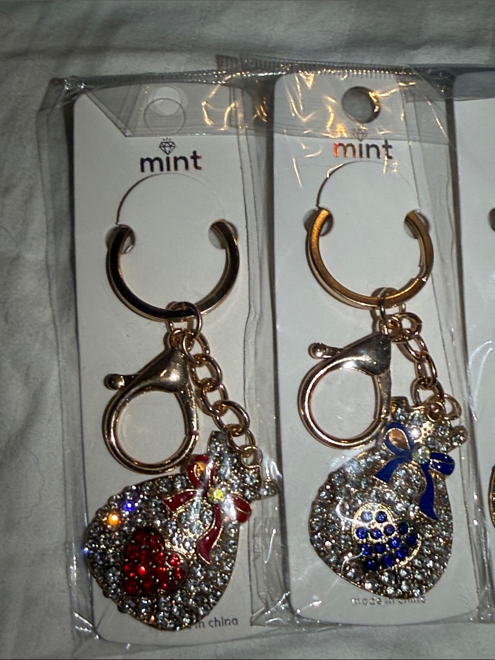 Rhinestone pouch charm Keychain with Bow- six colors to choose from